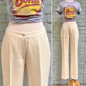 Vintage 70s Low Rise Dress Pants in Pale Yellow